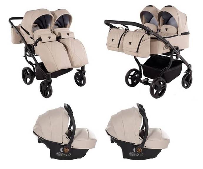 wózek dla bliźniaków obok siebie junama duo v3 w zestawie 3w1.